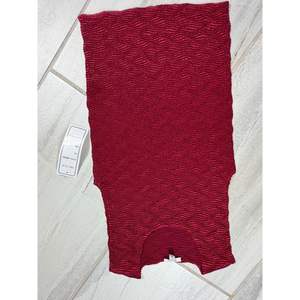 Nicola Popcorn Crinkle Sleeveless Top Burgundy Red Textured Stretch Tank M